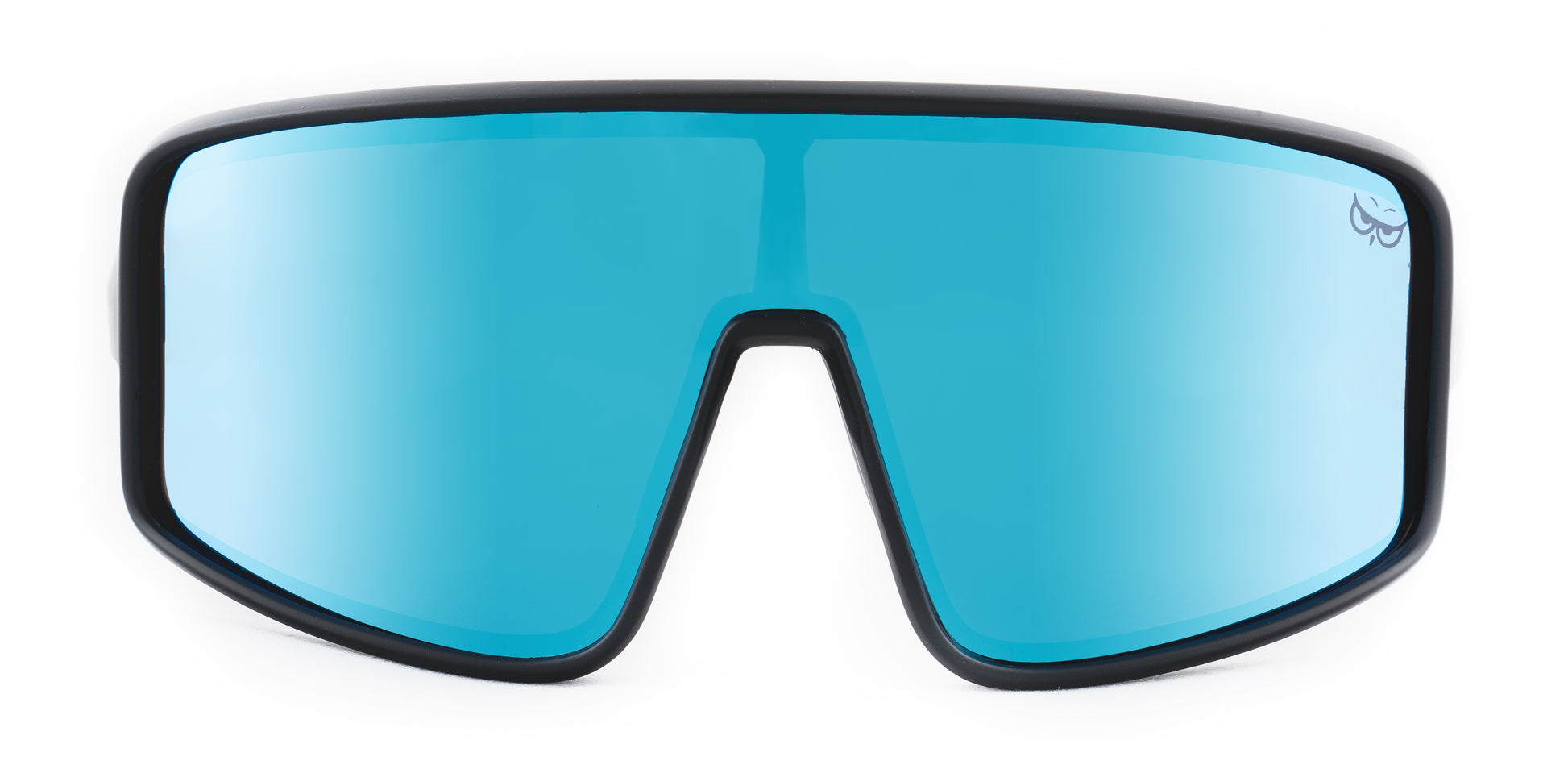 Gnarly Owl Ookpik Black polarizační sportovní sluneční brýle na sport výměnné polarizační fotochromatický zorník česká značka sova černý rámeček ledovcově modré pánské dámské zepředu