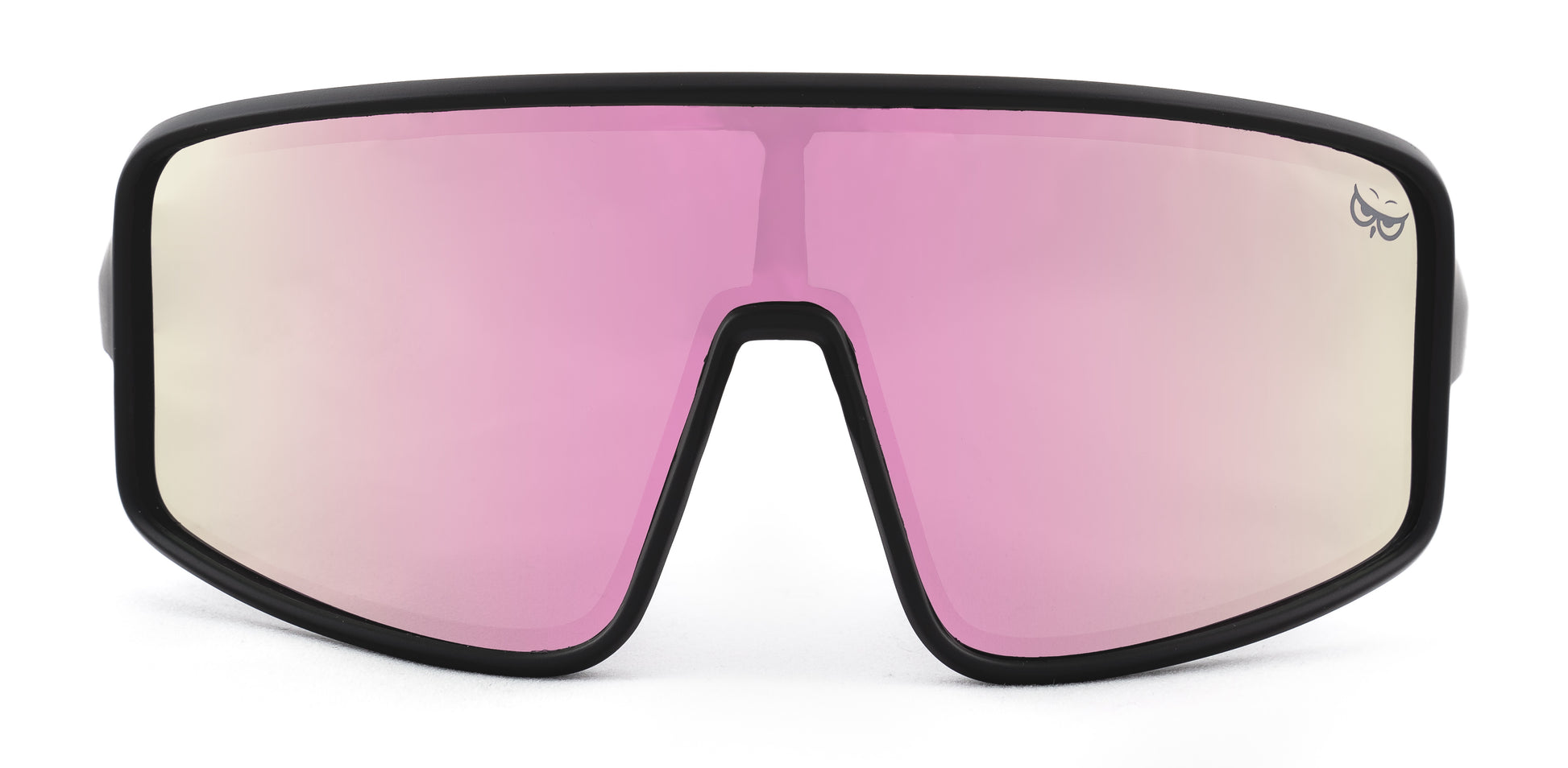 Gnarly Owl Ookpik Black polarizační sportovní sluneční brýle na sport výměnné polarizační fotochromatický zorník česká značka sova černý rámeček růžové pánské dámské zepředu