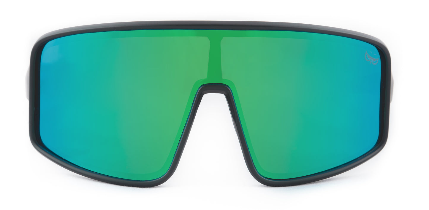 Gnarly Owl Ookpik Black polarizační sportovní sluneční brýle na sport výměnné polarizační fotochromatický zorník česká značka sova černý rámeček zelené pánské dámské zepředu