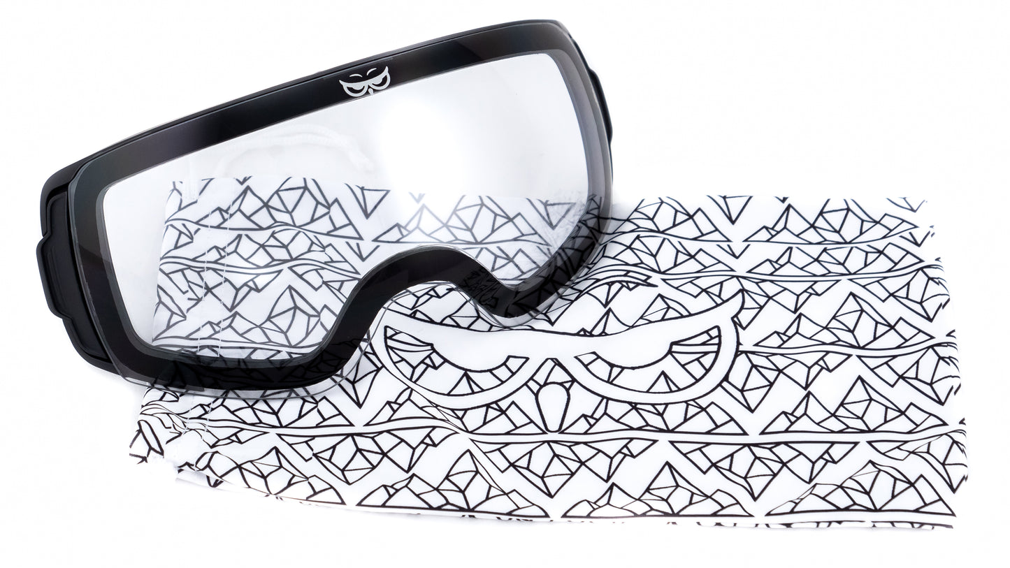 Gnarly Owl Gnarnia polarizační lyžařské snowboardové brýle magnetické výměnné zorníky čirý rozjasňovací do zhoršených podmínek mlha bílá tma šero noční lyžování sova pytlík mikrovláknový údržba čištění